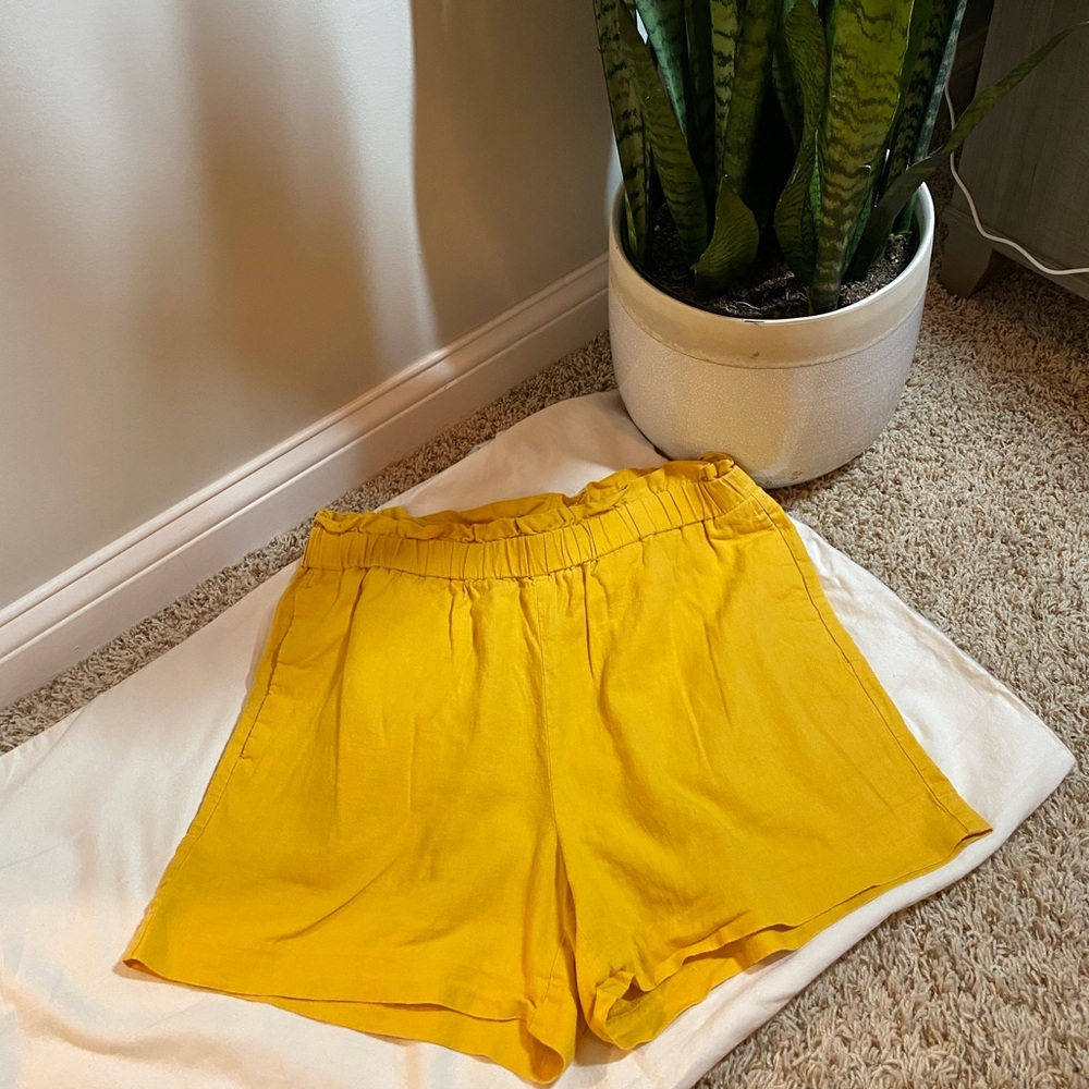 Banana Republic Yellow Linen Shorts